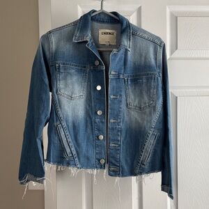 L'AGENCE Distressed Blue Jean Jacket